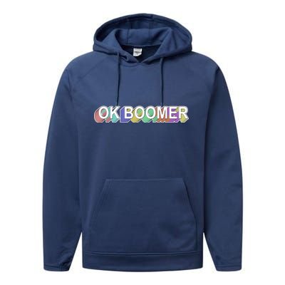 Ok Boomer Retro 80's Colors Performance Fleece Hoodie