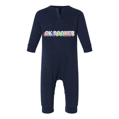 Ok Boomer Retro 80's Colors Infant Fleece One Piece