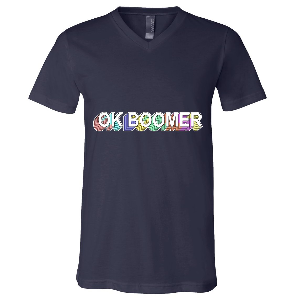 Ok Boomer Retro 80's Colors V-Neck T-Shirt