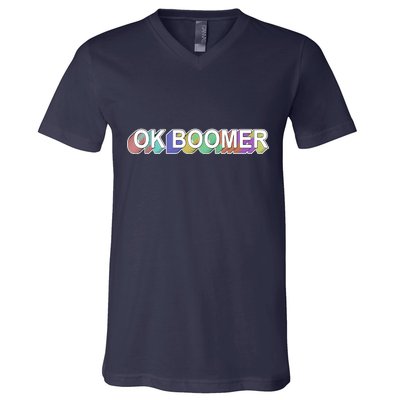 Ok Boomer Retro 80's Colors V-Neck T-Shirt