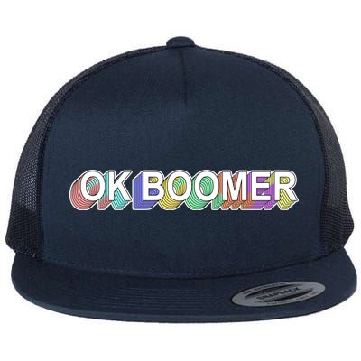 Ok Boomer Retro 80's Colors Flat Bill Trucker Hat