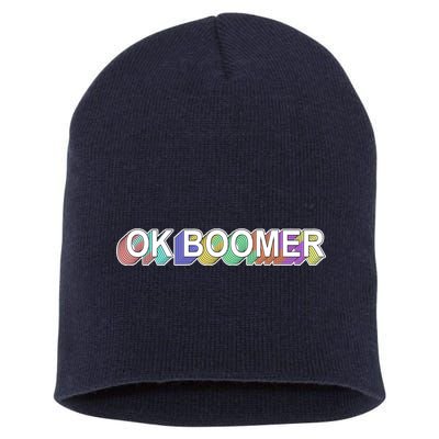 Ok Boomer Retro 80's Colors Short Acrylic Beanie