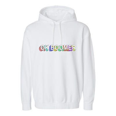 Ok Boomer Retro 80's Colors Garment-Dyed Fleece Hoodie