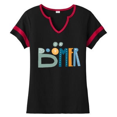 Ok Boomer Retro Style Ladies Halftime Notch Neck Tee