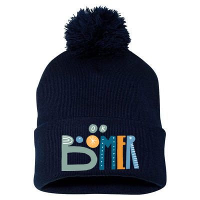 Ok Boomer Retro Style Pom Pom 12in Knit Beanie