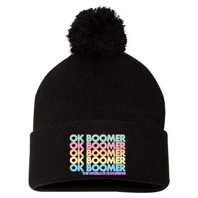 Ok Boomer The World Is Changing Pom Pom 12in Knit Beanie