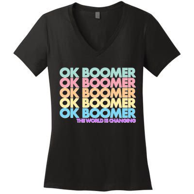 Ok Boomer The World Is Changing Women's V-Neck T-Shirt