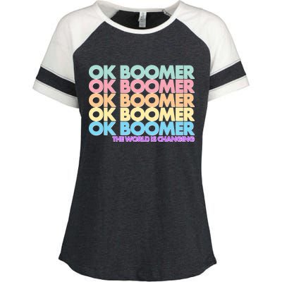 Ok Boomer The World Is Changing Enza Ladies Jersey Colorblock Tee