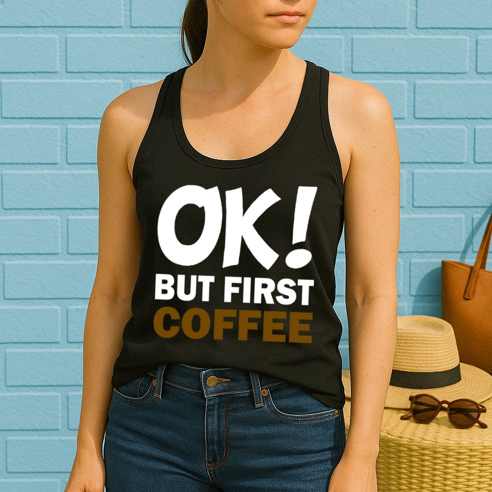 Ok! But First Coffee Womens Tank Top