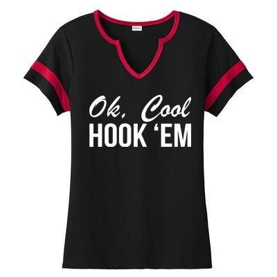 Ok Cool Hook'Em Texas Hook Em Ladies Halftime Notch Neck Tee