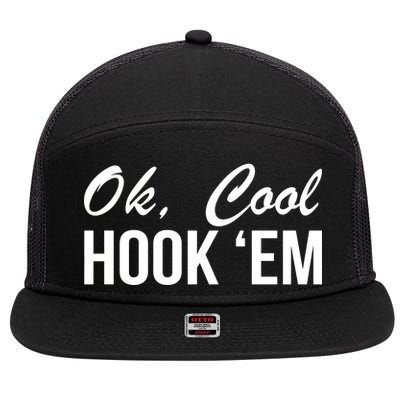 Ok Cool Hook'Em Texas Hook Em 7 Panel Mesh Trucker Snapback Hat