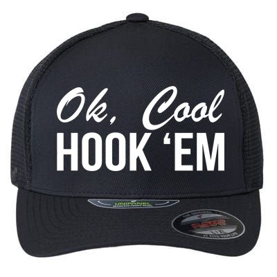 Ok Cool Hook'Em Texas Hook Em Flexfit Unipanel Trucker Cap