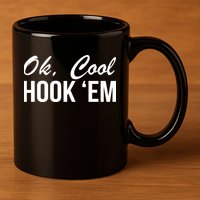 Ok Cool Hook'Em Texas Hook Em 11oz C Handle Ceramic Mug
