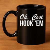 Ok Cool Hook'Em Texas Hook Em 11oz C Handle Ceramic Mug
