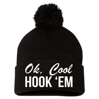 Ok Cool Hook'Em Texas Hook Em Pom Pom 12in Knit Beanie