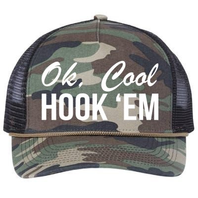 Ok Cool Hook'Em Texas Hook Em Retro Rope Trucker Hat Cap