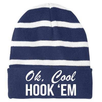 Ok Cool Hook'Em Texas Hook Em Striped Beanie with Solid Band