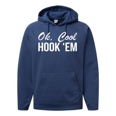 Ok Cool Hook'Em Texas Hook Em Performance Fleece Hoodie