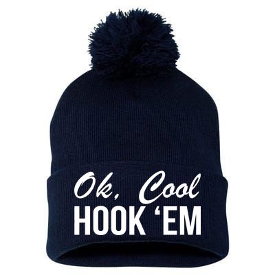 Ok Cool Hook'Em Texas Hook Em Pom Pom 12in Knit Beanie