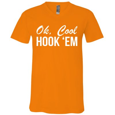 Ok Cool Hook'Em Texas Hook Em V-Neck T-Shirt