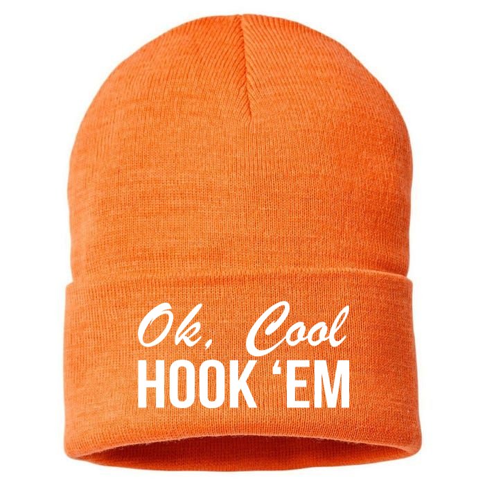 Ok Cool Hook'Em Texas Hook Em Sustainable Knit Beanie