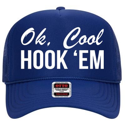 Ok Cool Hook'Em Texas Hook Em High Crown Mesh Back Trucker Hat