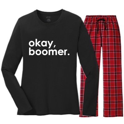 Okay, Boomer Millennial meme Women's Long Sleeve Flannel Pajama Set 