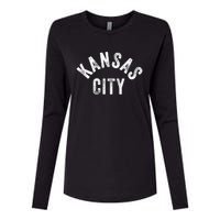 Original Kansas City Retro Vintage Blue KC Local Standard Womens Cotton Relaxed Long Sleeve T-Shirt