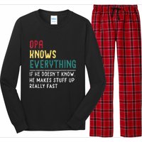 Opa Knows Everything FatherS Day Gift For Grandpa Funny Opa Long Sleeve Pajama Set