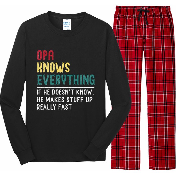 Opa Knows Everything FatherS Day Gift For Grandpa Funny Opa Long Sleeve Pajama Set