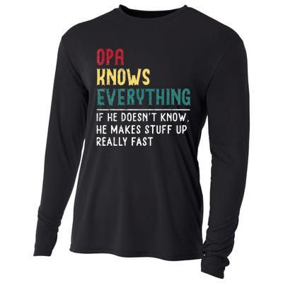 Opa Knows Everything FatherS Day Gift For Grandpa Funny Opa Cooling Performance Long Sleeve Crew