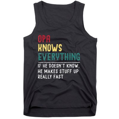 Opa Knows Everything FatherS Day Gift For Grandpa Funny Opa Tank Top