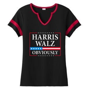 Obviously Kamala Harris Tim Walz 2024 Ladies Halftime Notch Neck Tee