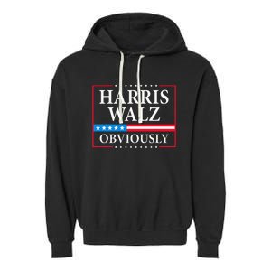 Obviously Kamala Harris Tim Walz 2024 Garment-Dyed Fleece Hoodie