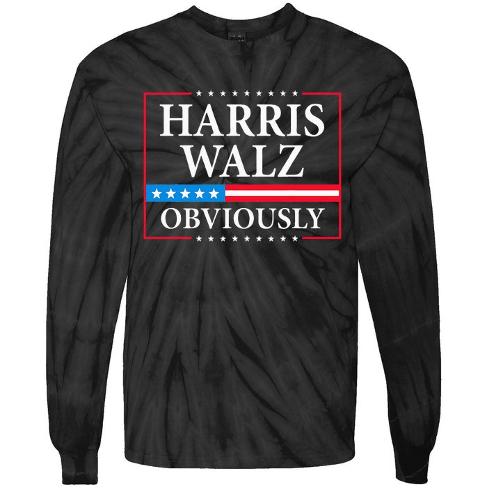 Obviously Kamala Harris Tim Walz 2024 Tie-Dye Long Sleeve Shirt