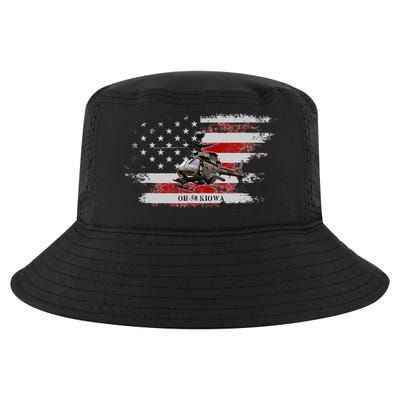 OH58 Kiowa Helicopter USA Flag Helicopter Pilot Gifts Cool Comfort Performance Bucket Hat