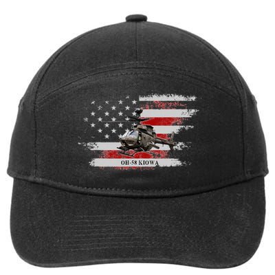 OH58 Kiowa Helicopter USA Flag Helicopter Pilot Gifts 7-Panel Snapback Hat