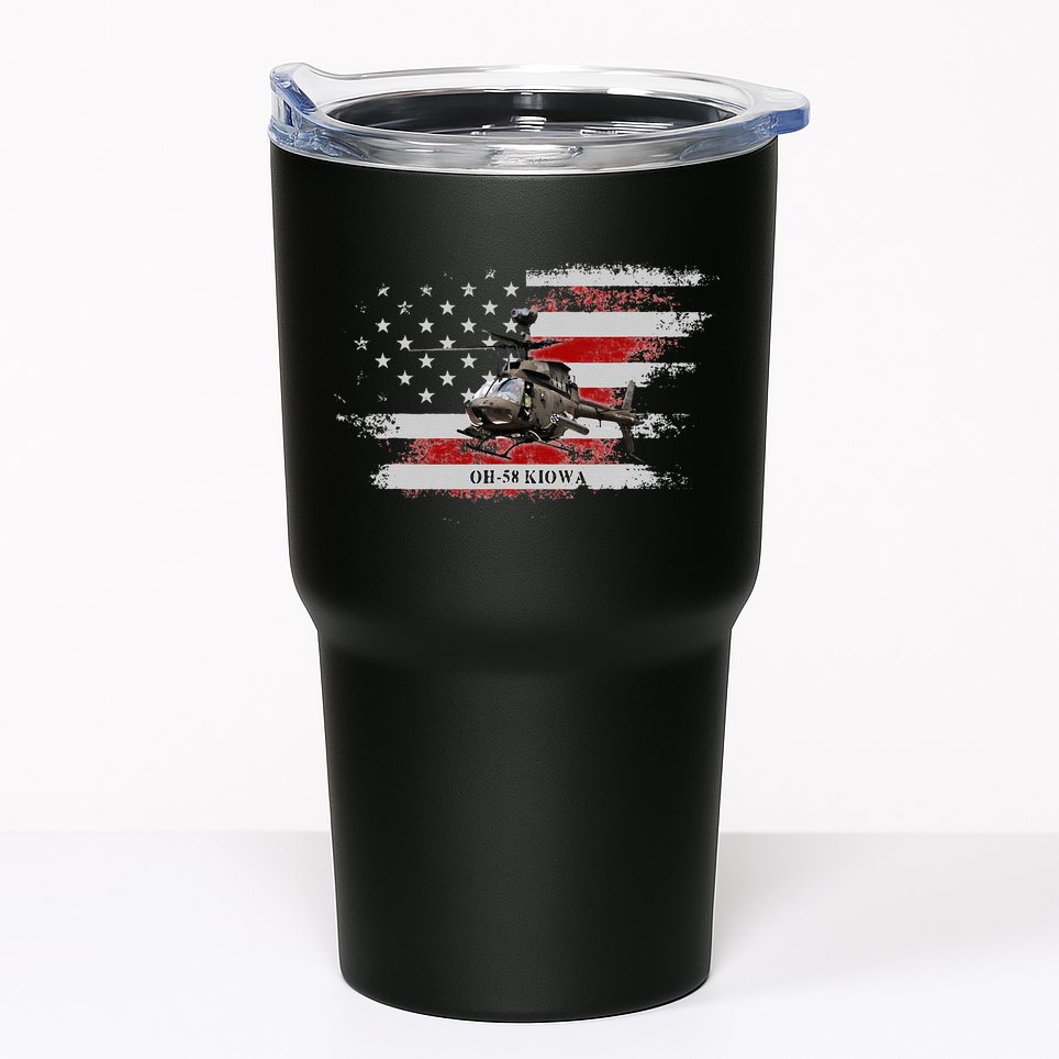 OH58 Kiowa Helicopter USA Flag Helicopter Pilot Gifts Tumbler