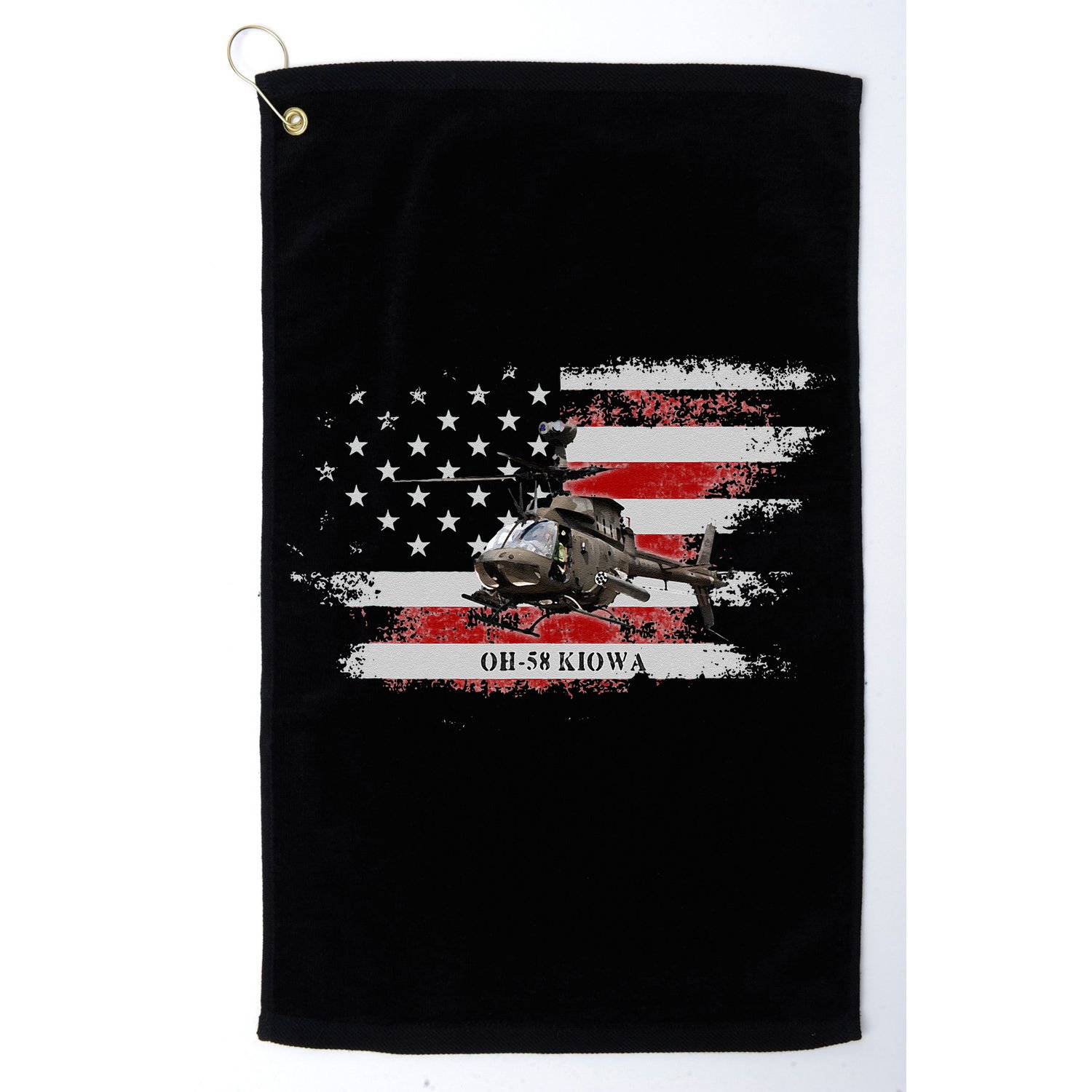 OH58 Kiowa Helicopter USA Flag Helicopter Pilot Gifts Golf Towel