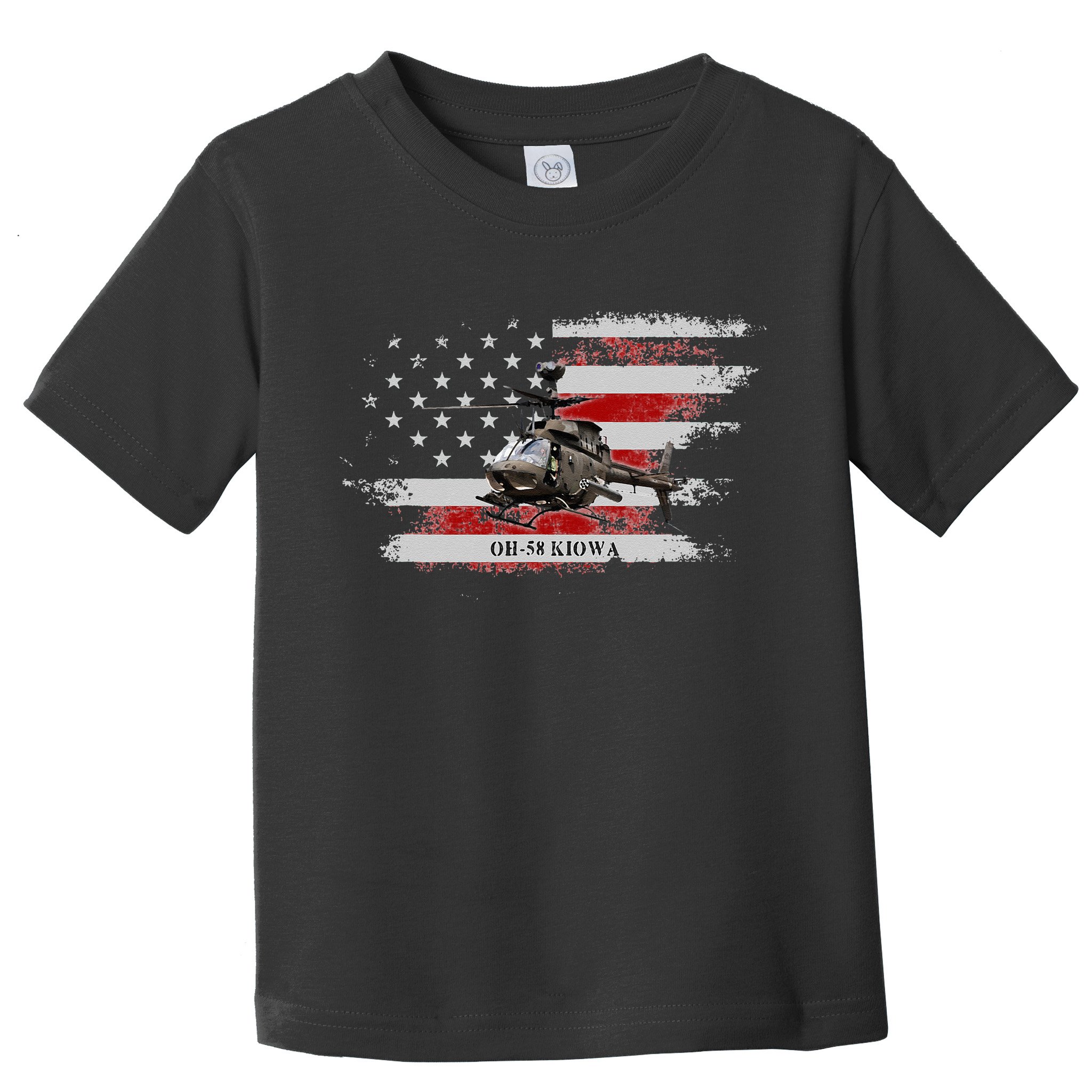 OH58 Kiowa Helicopter USA Flag Helicopter Pilot Gifts Toddler T-Shirt