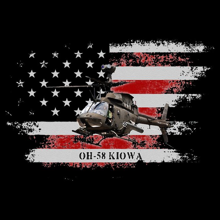 OH58 Kiowa Helicopter USA Flag Helicopter Pilot Gifts Toddler T-Shirt