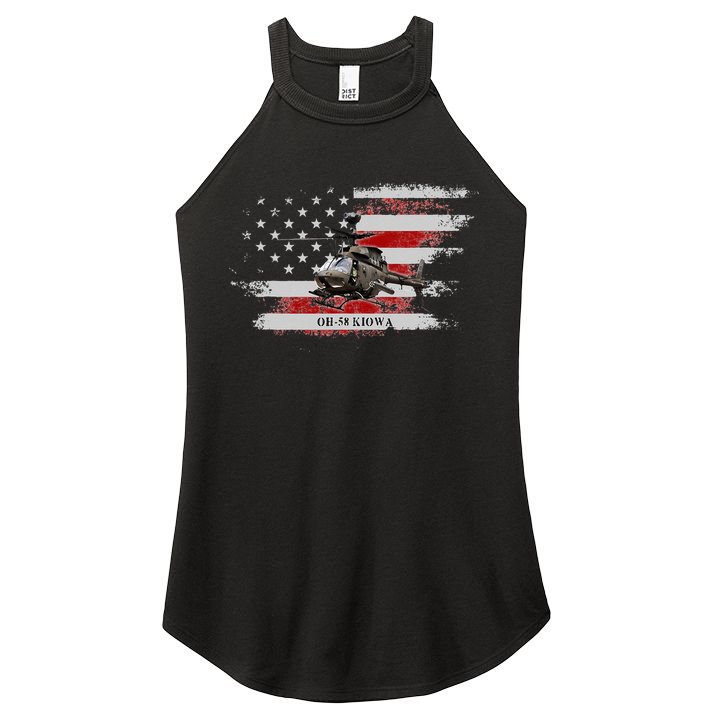 OH58 Kiowa Helicopter USA Flag Helicopter Pilot Gifts Women's Perfect Tri Rocker Tank