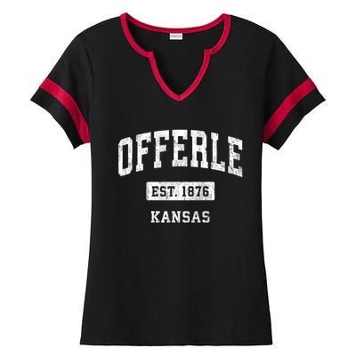 Offerle Kansas Ks Vintage Sports Established Ladies Halftime Notch Neck Tee