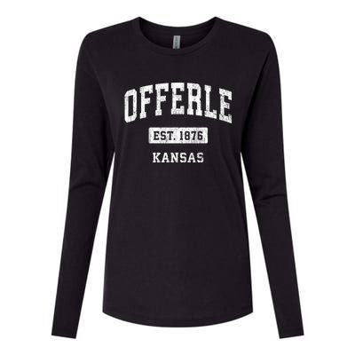 Offerle Kansas Ks Vintage Sports Established Womens Cotton Relaxed Long Sleeve T-Shirt