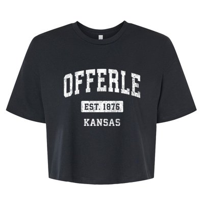 Offerle Kansas Ks Vintage Sports Established Bella+Canvas Jersey Crop Tee