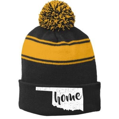 Oklahoma Home State Stripe Pom Pom Beanie