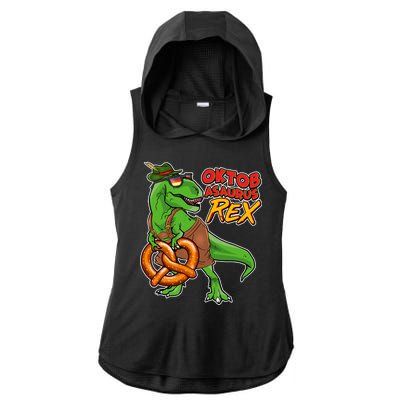 Oktob-Asaurus Rex Ladies PosiCharge Tri-Blend Wicking Draft Hoodie Tank