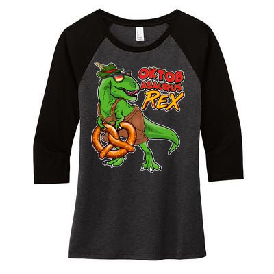 Oktob-Asaurus Rex Women's Tri-Blend 3/4-Sleeve Raglan Shirt