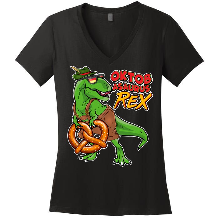 Oktob-Asaurus Rex Women's V-Neck T-Shirt