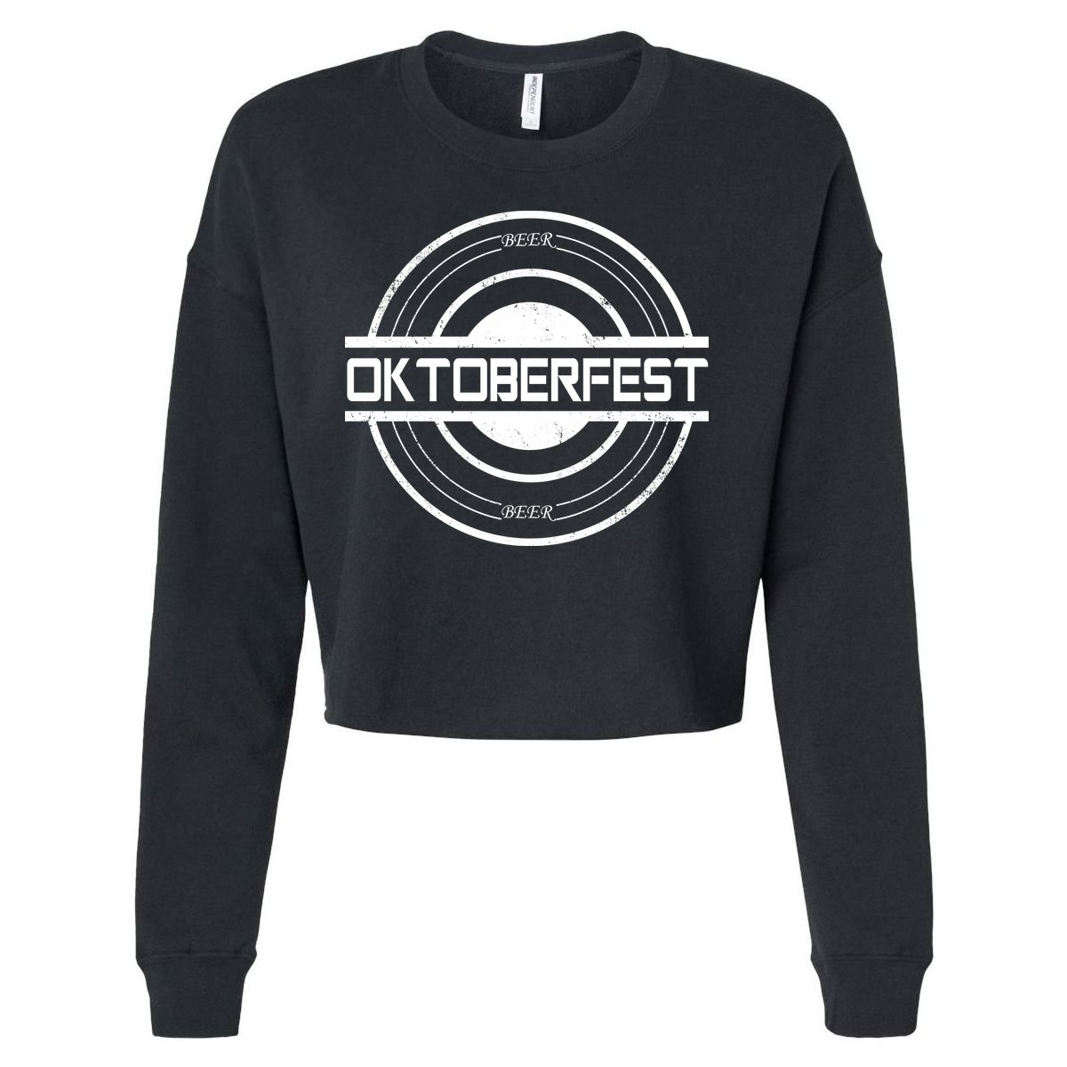 Oktoberfest Beer Emblem Cropped Pullover Crew